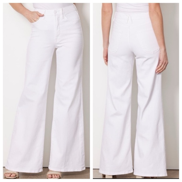 Good American Good Waist High Rise Wide Leg Palazzo Jeans in White Sz 8/29 - Picture 1 of 11